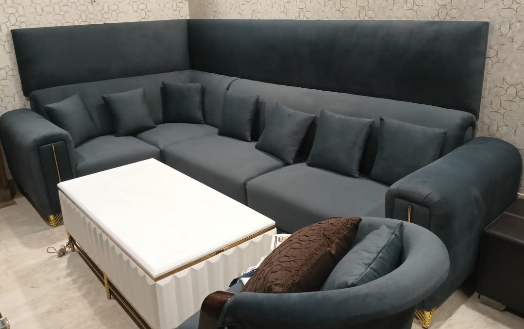 Sofa upholstery in Noida - fresh velvet fabric and new foam by Diamond Sofa Repair